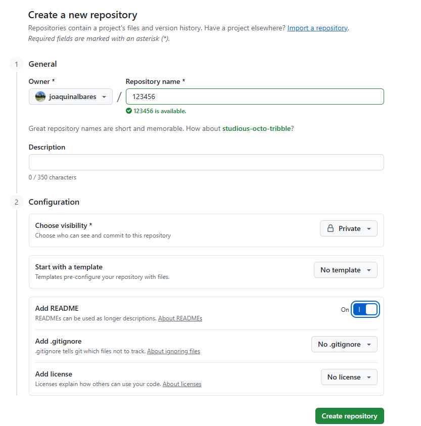 Configuación del  resopositorio